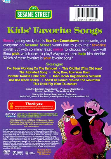 sesame street kids favorite songs dvd